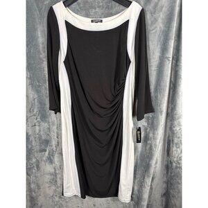 Glamour Womens Black & Ivory 1PC Dress Size 18W with Ruching Detail